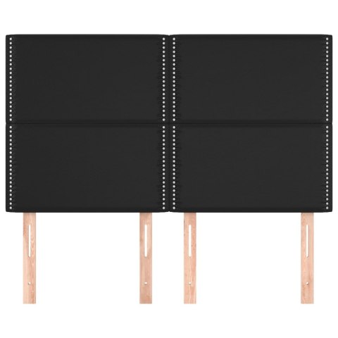 ZAGŁÓWKI DO ŁÓŻKA 4 SZT CZARNE 72X5X78/88CM SKÓRA