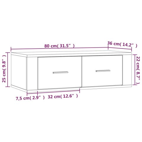 WISZĄCA SZAFKA POD TV SZARY DĄB SONOMA 80X36X25CM