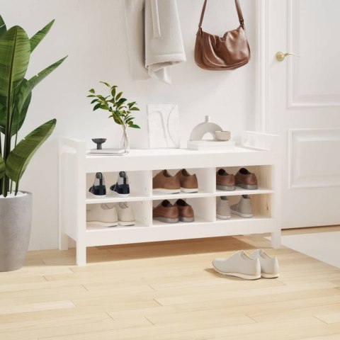 ŁAWKA DO PRZEDPOKOJU BIAŁA 110X40X60CM DREWNO SOSNOWE