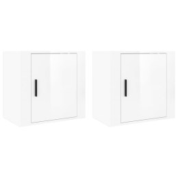 WISZĄCE SZAFKI NOCNE 2 SZT. BIAŁE POŁYSK 50X30X47CM