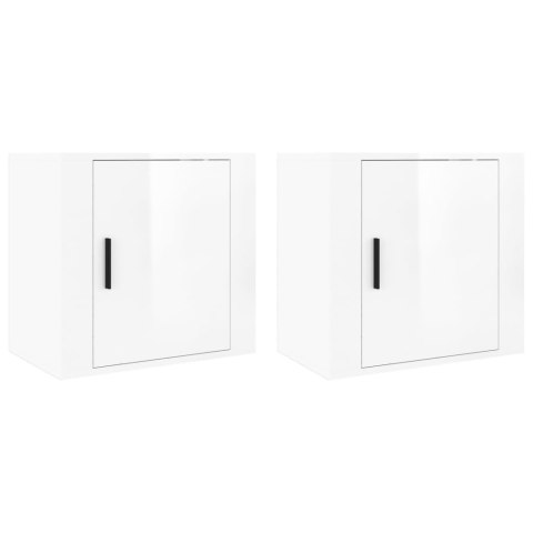 WISZĄCE SZAFKI NOCNE 2 SZT. BIAŁE POŁYSK 50X30X47CM