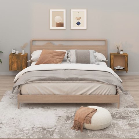 WISZĄCE SZAFKI NOCNE 2 SZT. PRZYDYMIONY DĄB 50X30X47CM