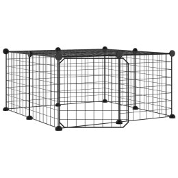 KLATKA DLA ZWIERZĄT Z BRAMKĄ 12 PANELI CZARNA 35X35CM STAL