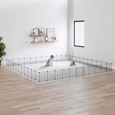 KLATKA DLA ZWIERZĄT Z BRAMKĄ 44 PANELE CZARNA 35X35CM STAL