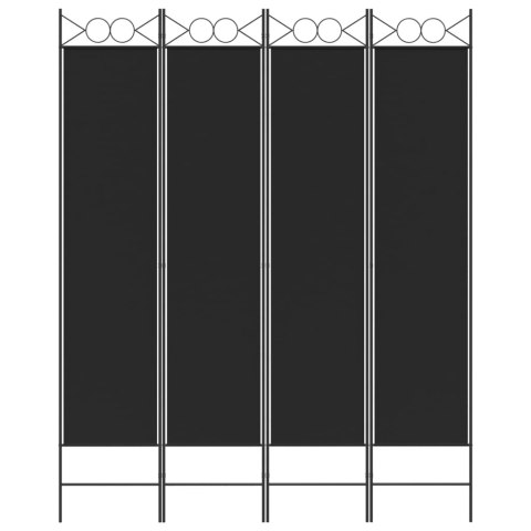 PARAWAN POKOJOWY 4-PANELOWY CZARNY 160X200CM TKANINA