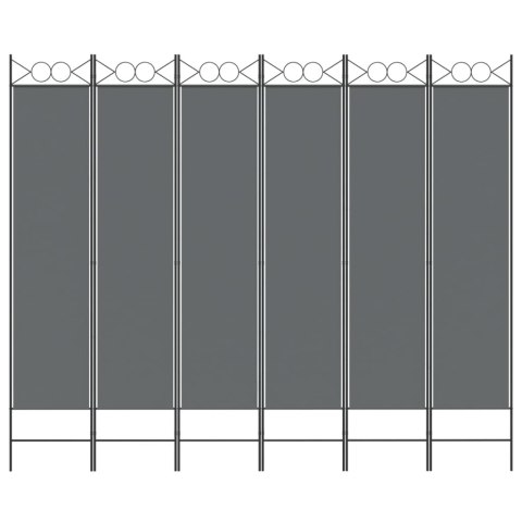 PARAWAN POKOJOWY 6-PANELOWY ANTRACYTOWY 240X200CM TKANINA