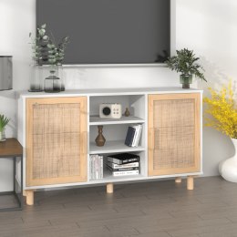 KREDENS BIAŁY 105X30X60CMLITA SOSNA I NATURALNY RATTAN