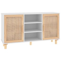 KREDENS BIAŁY 105X30X60CMLITA SOSNA I NATURALNY RATTAN
