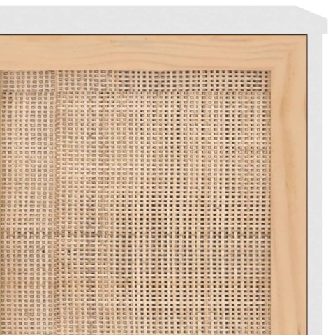KREDENS BIAŁY 105X30X60CMLITA SOSNA I NATURALNY RATTAN