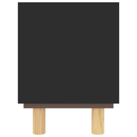 STOLIK POD TV CZARNY 80X30X40CM DREWNO SOSNOWE I RATTAN