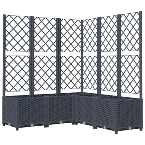 DONICA OGRODOWA Z KRATKĄ CIEMNOSZARA 120X120X136CM PP