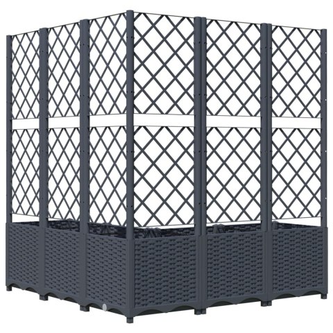 DONICA OGRODOWA Z KRATKĄ CIEMNOSZARA 120X120X136CM PP