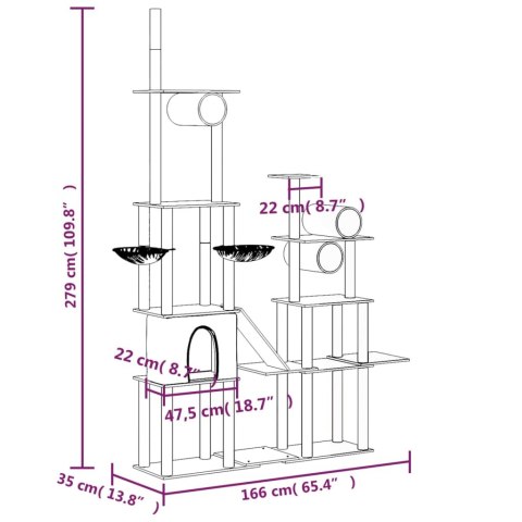 DRAPAK DLA KOTA Z SIZALOWYMI SŁUPKAMI KREMOWY 279CM