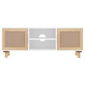 STOLIK POD TV BIAŁY 105X30X40CM DREWNO SOSNOWE I RATTAN