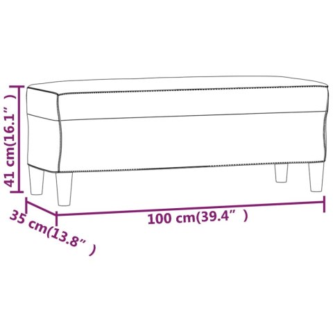 ŁAWKA JASNOSZARA 100X35X41CM TAPICEROWANA AKSAMITEM