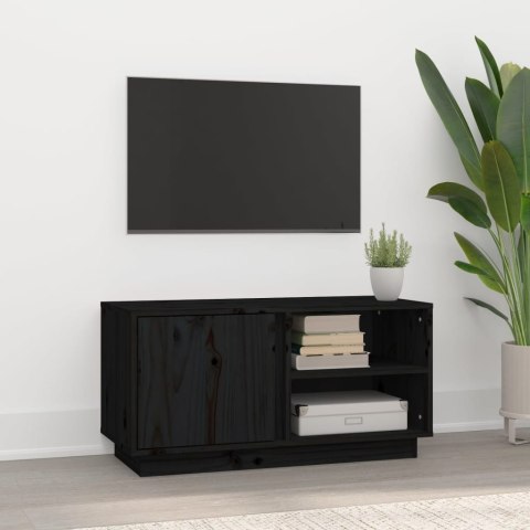SZAFKA POD TV CZARNA 80X35X40,5CM DREWNO SOSNOWE