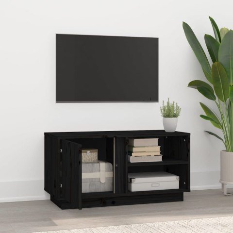 SZAFKA POD TV CZARNA 80X35X40,5CM DREWNO SOSNOWE
