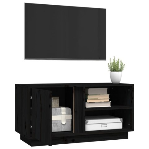 SZAFKA POD TV CZARNA 80X35X40,5CM DREWNO SOSNOWE