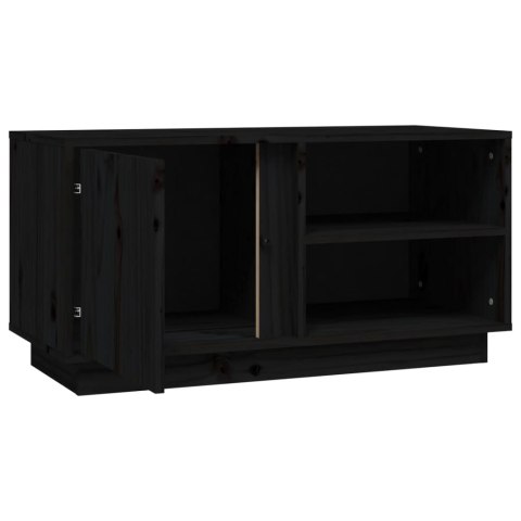 SZAFKA POD TV CZARNA 80X35X40,5CM DREWNO SOSNOWE