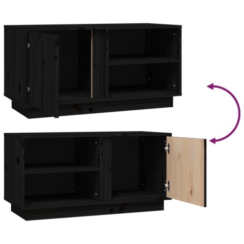 SZAFKA POD TV CZARNA 80X35X40,5CM DREWNO SOSNOWE