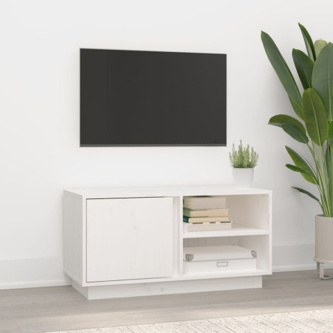 SZAFKA POD TELEWIZOR BIAŁA 80X35X40,5CM DREWNO SOSNOWE