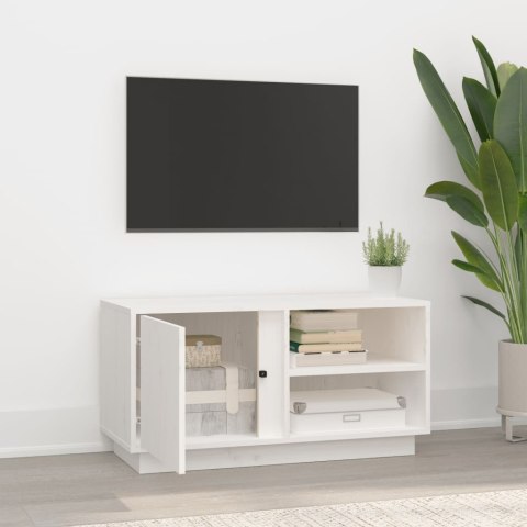 SZAFKA POD TELEWIZOR BIAŁA 80X35X40,5CM DREWNO SOSNOWE