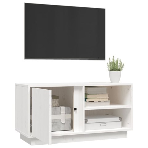 SZAFKA POD TELEWIZOR BIAŁA 80X35X40,5CM DREWNO SOSNOWE