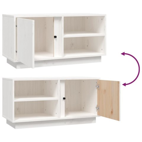 SZAFKA POD TELEWIZOR BIAŁA 80X35X40,5CM DREWNO SOSNOWE