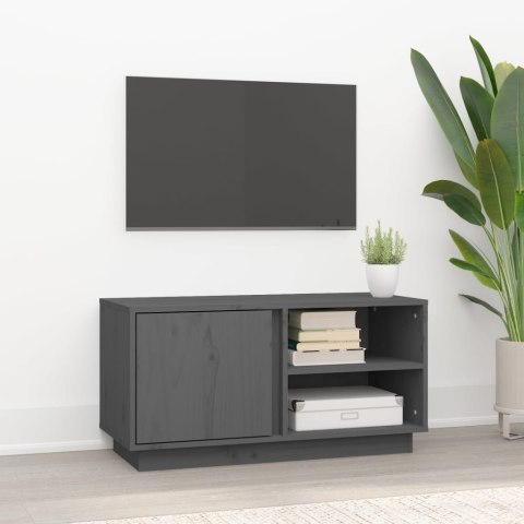 SZAFKA POD TELEWIZOR SZARA 80X35X40,5CM DREWNO SOSNOWE
