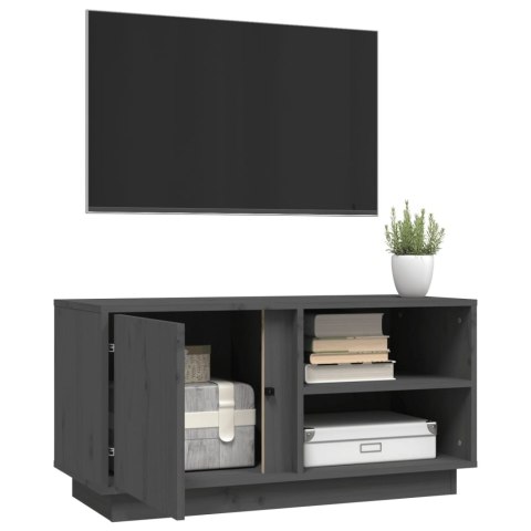 SZAFKA POD TELEWIZOR SZARA 80X35X40,5CM DREWNO SOSNOWE