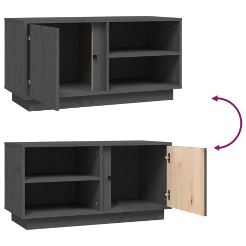 SZAFKA POD TELEWIZOR SZARA 80X35X40,5CM DREWNO SOSNOWE