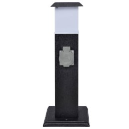 SŁUPEK OGRODOWY Z GNIAZDKAMI I LAMPĄ CZARNY