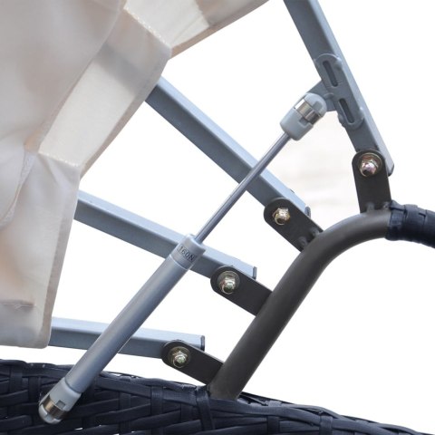 ŁÓŻKO OGRODOWE Z BALDACHIMEM POLIRATTAN CZARNE