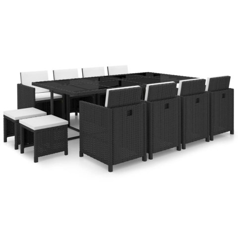 13-CZ. ZESTAW MEBLI OGRODOWYCH Z PODUSZKAMI RATTAN PE CZARNY