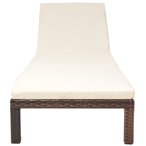 LEŻAK OGRODOWY Z PODUSZKĄ POLIRATTAN BRĄZOWY