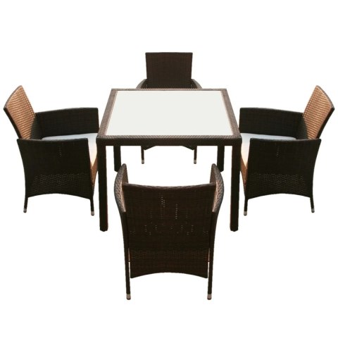 5-CZ. ZESTAW MEBLI OGRODOWYCH Z PODUSZKAMI RATTAN PE BRĄZOWY