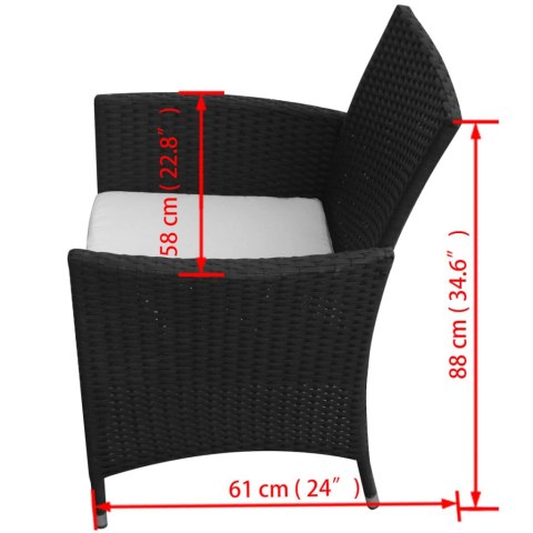 7-CZ. ZESTAW MEBLI OGRODOWYCH Z PODUSZKAMI RATTAN PE CZARNY