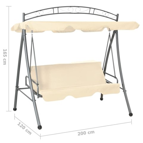 ROZKŁADANA HUŚTAWKA OGRODOWA Z BALDACHIMEM PIASKOWA