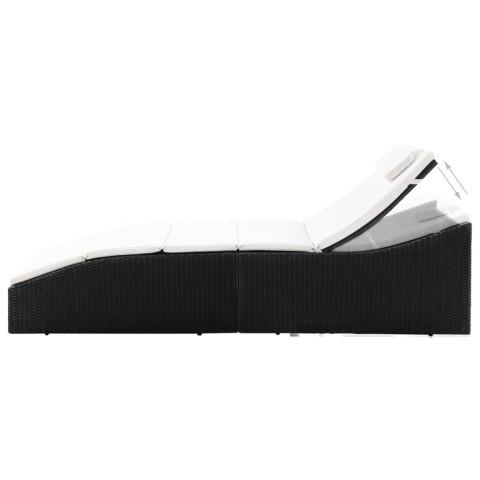 LEŻAK OGRODOWY Z PODUSZKĄ RATTAN PE CZARNY
