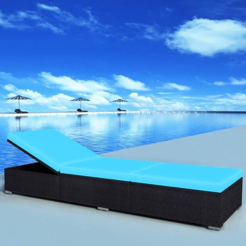 LEŻAK OGRODOWY Z PODUSZKĄ POLIRATTAN CZARNY