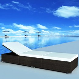 LEŻAK OGRODOWY Z PODUSZKĄ POLIRATTAN BRĄZOWY