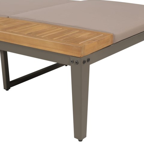 LEŻAK Z PODUSZKAMI DREWNO AKACJOWE BRĄZOWE