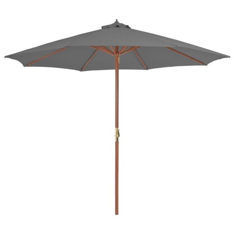 PARASOL OGRODOWY NA DREWNIANYM SŁUPKU 300CM ANTRACYTOWY