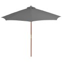 PARASOL OGRODOWY NA DREWNIANYM SŁUPKU 300CM ANTRACYTOWY