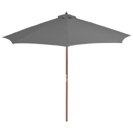 PARASOL OGRODOWY NA DREWNIANYM SŁUPKU 300CM ANTRACYTOWY