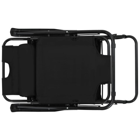 SKŁADANE LEŻAKI OGRODOWE Z PODNÓŻKIEM 2SZT STALOWE CZARNE