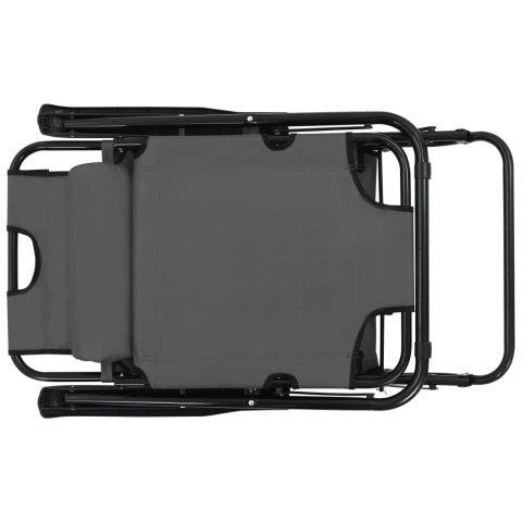 SKŁADANE LEŻAKI OGRODOWE Z PODNÓŻKIEM 2SZT STALOWE SZARE