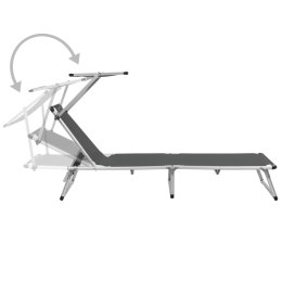 SKŁADANY LEŻAK Z DASZKIEM ALUMINIUM I TEXTILENE SZARY