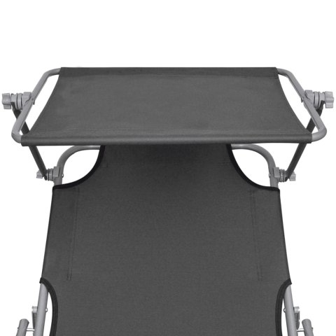 SKŁADANY LEŻAK Z DASZKIEM STALOWY SZARY