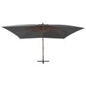 WISZĄCY PARASOL Z DREWNIANYM SŁUPKIEM 400X300CM ANTRACYTOWY
